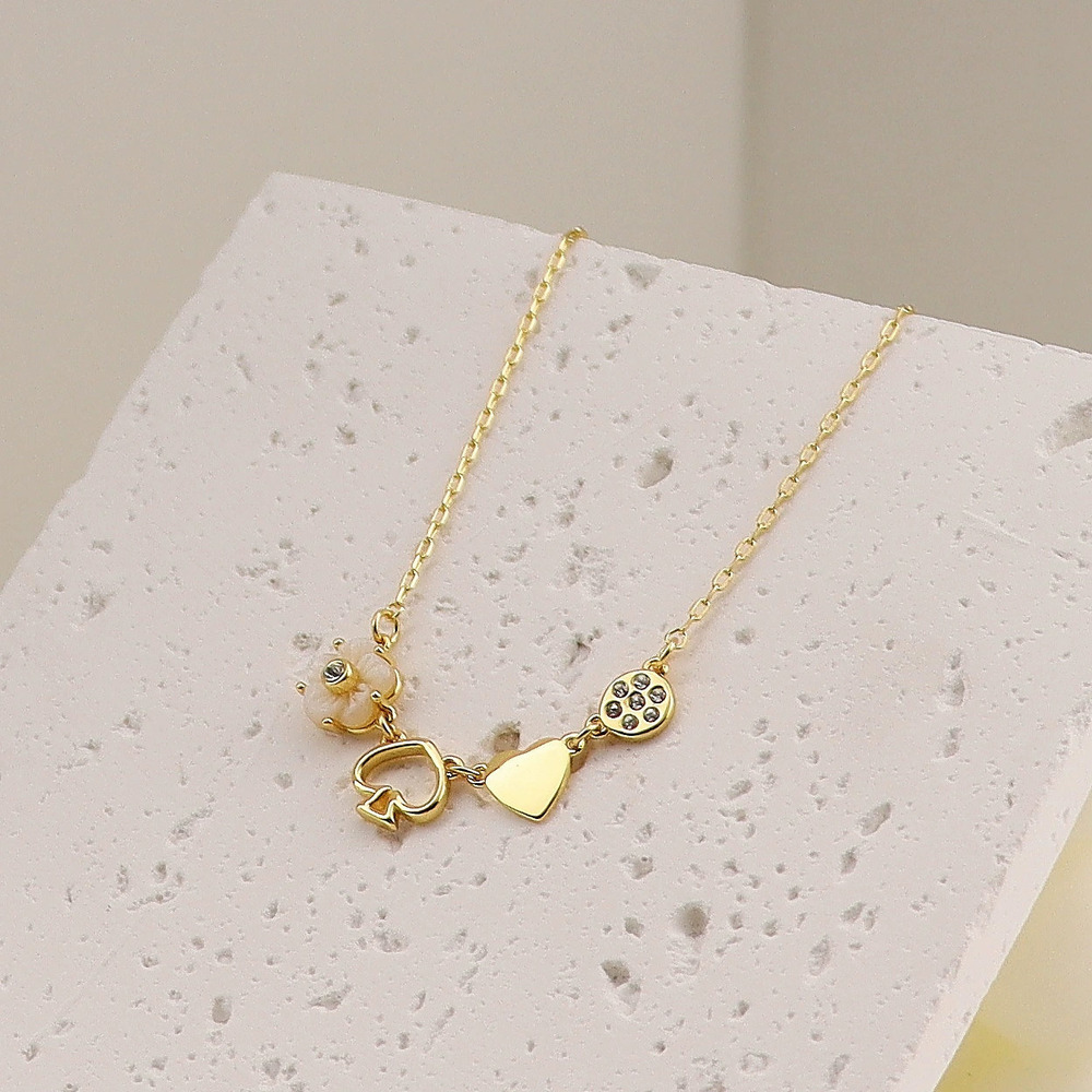 Kate SPADE Gold Plated Shell Flower Hollow Heart Choker Necklace